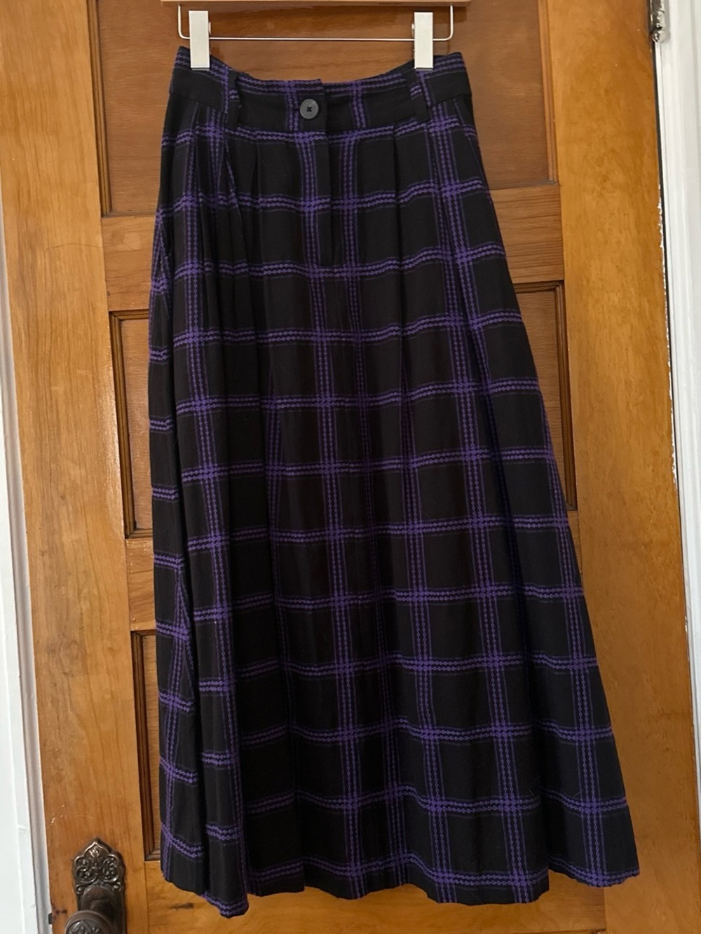 Mara Hoffman Black and purple woven plaid maxi skirt